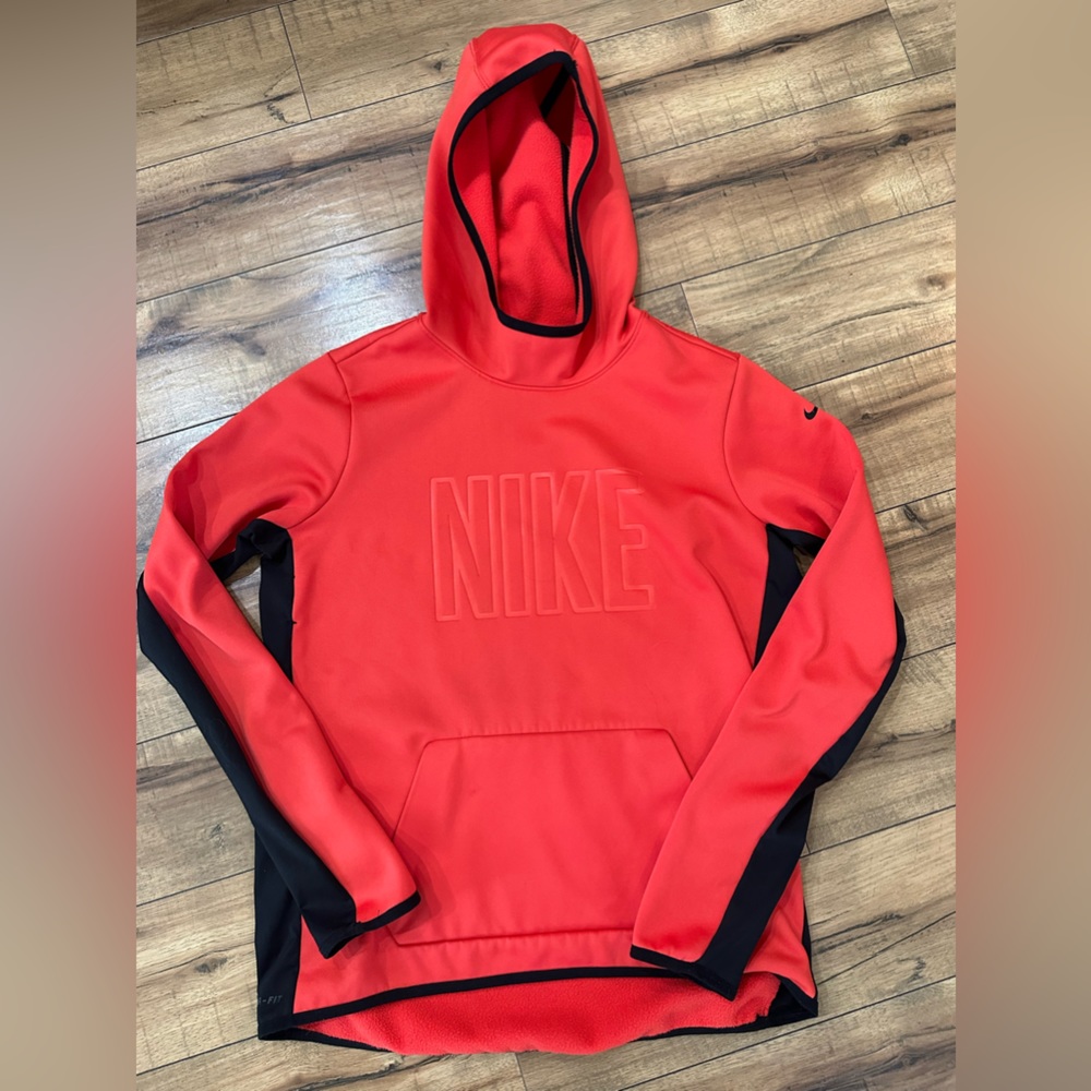 ⚡️ NIKE Men's Size Large Red Hooded Thermafit Sweatshirrt